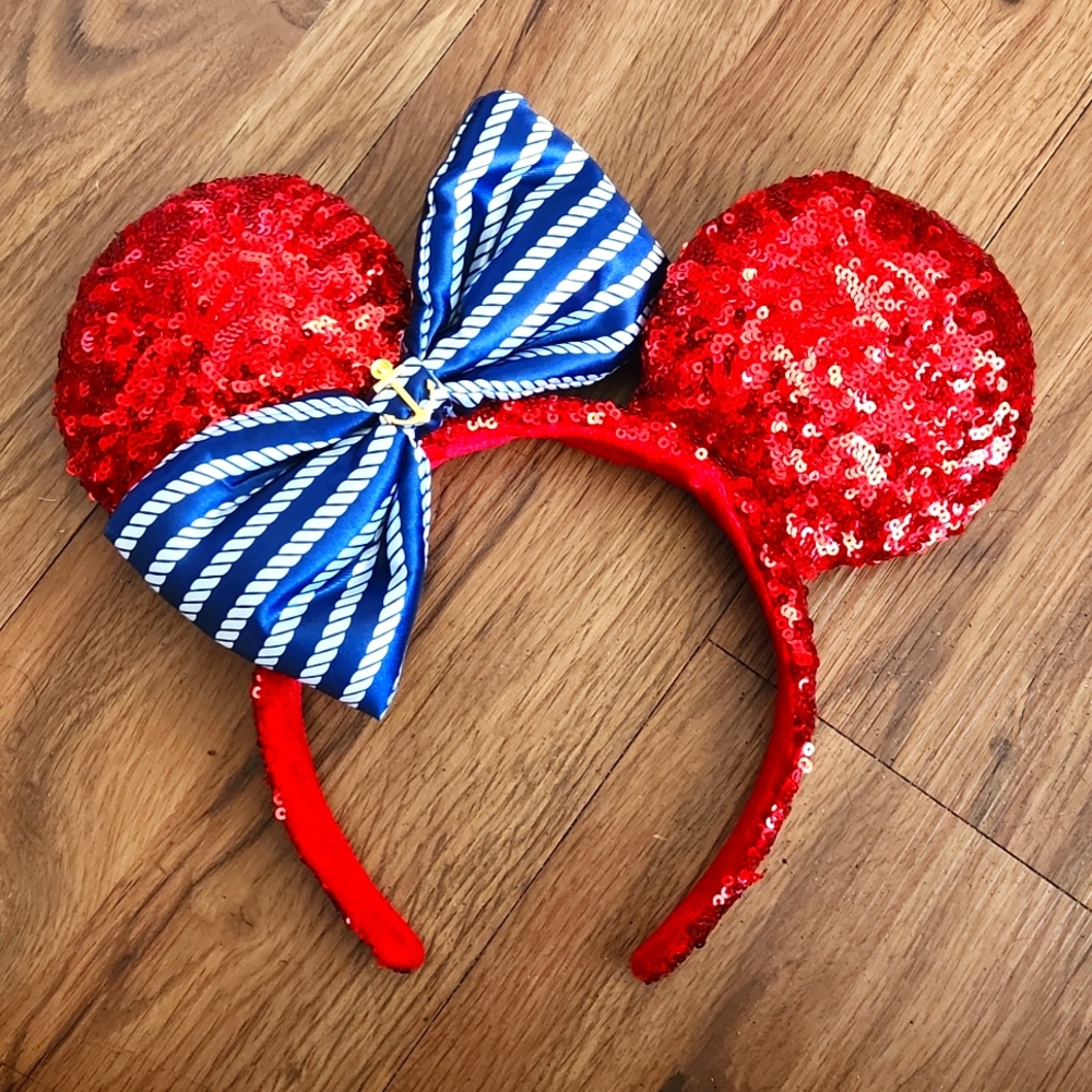 Disney Minnie Ears Sparkle Sailor Red White Blue Memorabilia